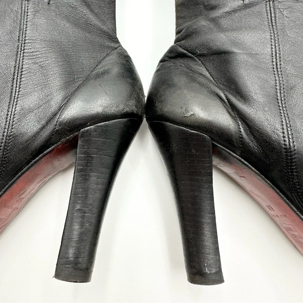 Vintage Christian Louboutin Leather Tie Ruched Tall Boots